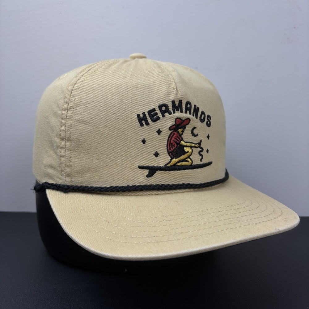 Howler Brothers Hermanos Snapback Hat Tan Black Rope Surf Surfer Cap Adjustable